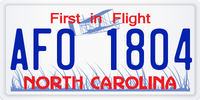 NC license plate AFO1804