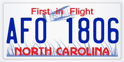 NC license plate AFO1806