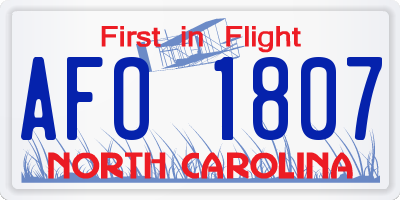 NC license plate AFO1807