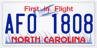 NC license plate AFO1808