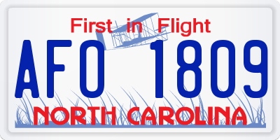 NC license plate AFO1809