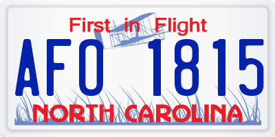 NC license plate AFO1815