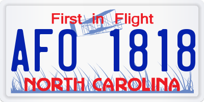 NC license plate AFO1818
