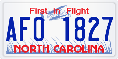 NC license plate AFO1827