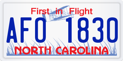 NC license plate AFO1830