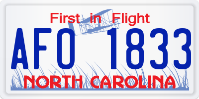 NC license plate AFO1833