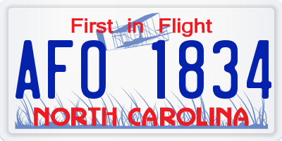 NC license plate AFO1834