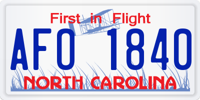 NC license plate AFO1840
