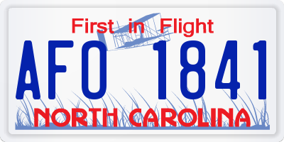 NC license plate AFO1841