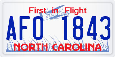 NC license plate AFO1843