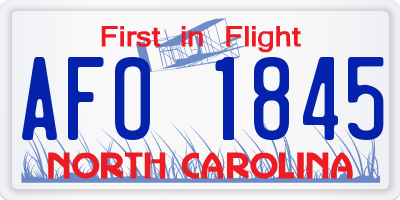 NC license plate AFO1845
