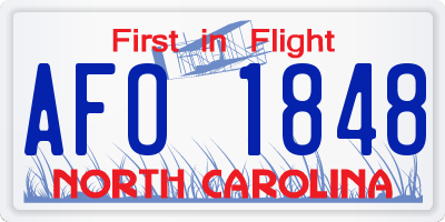 NC license plate AFO1848