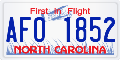 NC license plate AFO1852