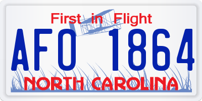 NC license plate AFO1864