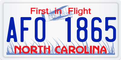 NC license plate AFO1865
