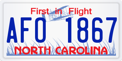 NC license plate AFO1867