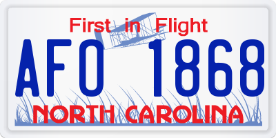 NC license plate AFO1868