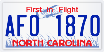 NC license plate AFO1870