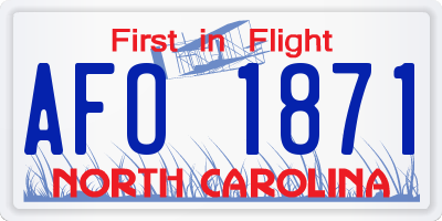 NC license plate AFO1871