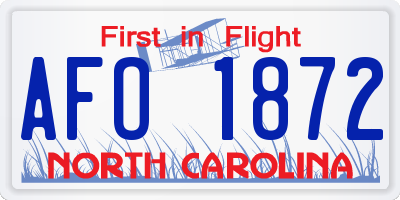 NC license plate AFO1872