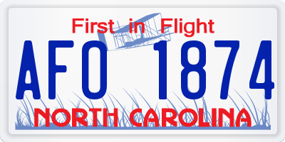 NC license plate AFO1874