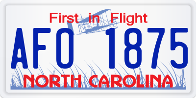NC license plate AFO1875