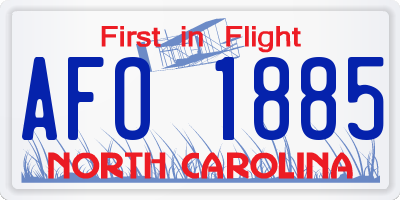 NC license plate AFO1885