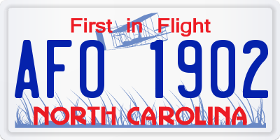 NC license plate AFO1902