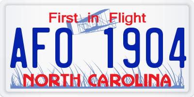 NC license plate AFO1904