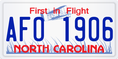 NC license plate AFO1906