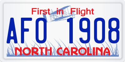 NC license plate AFO1908