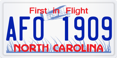 NC license plate AFO1909