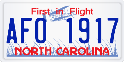 NC license plate AFO1917