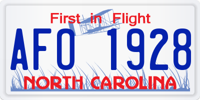 NC license plate AFO1928