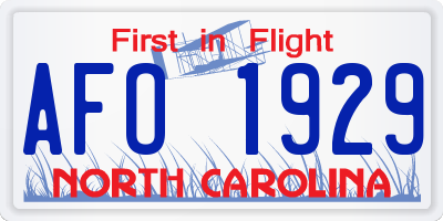 NC license plate AFO1929