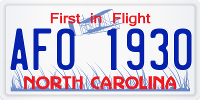 NC license plate AFO1930