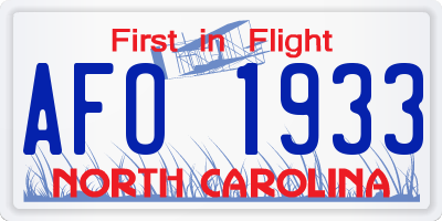 NC license plate AFO1933