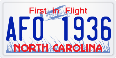 NC license plate AFO1936