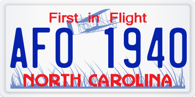 NC license plate AFO1940
