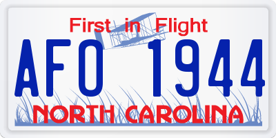 NC license plate AFO1944