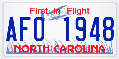 NC license plate AFO1948