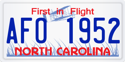 NC license plate AFO1952