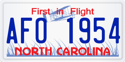 NC license plate AFO1954