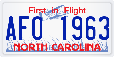 NC license plate AFO1963