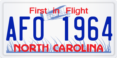 NC license plate AFO1964