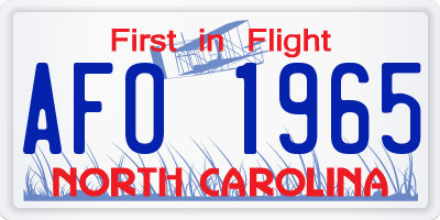 NC license plate AFO1965