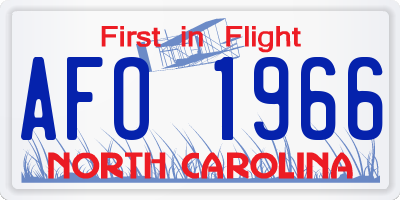 NC license plate AFO1966