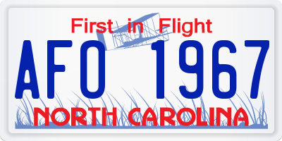 NC license plate AFO1967