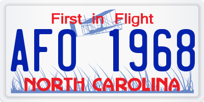 NC license plate AFO1968
