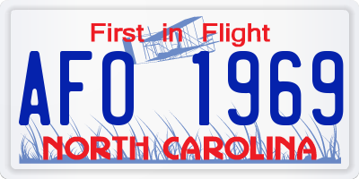 NC license plate AFO1969